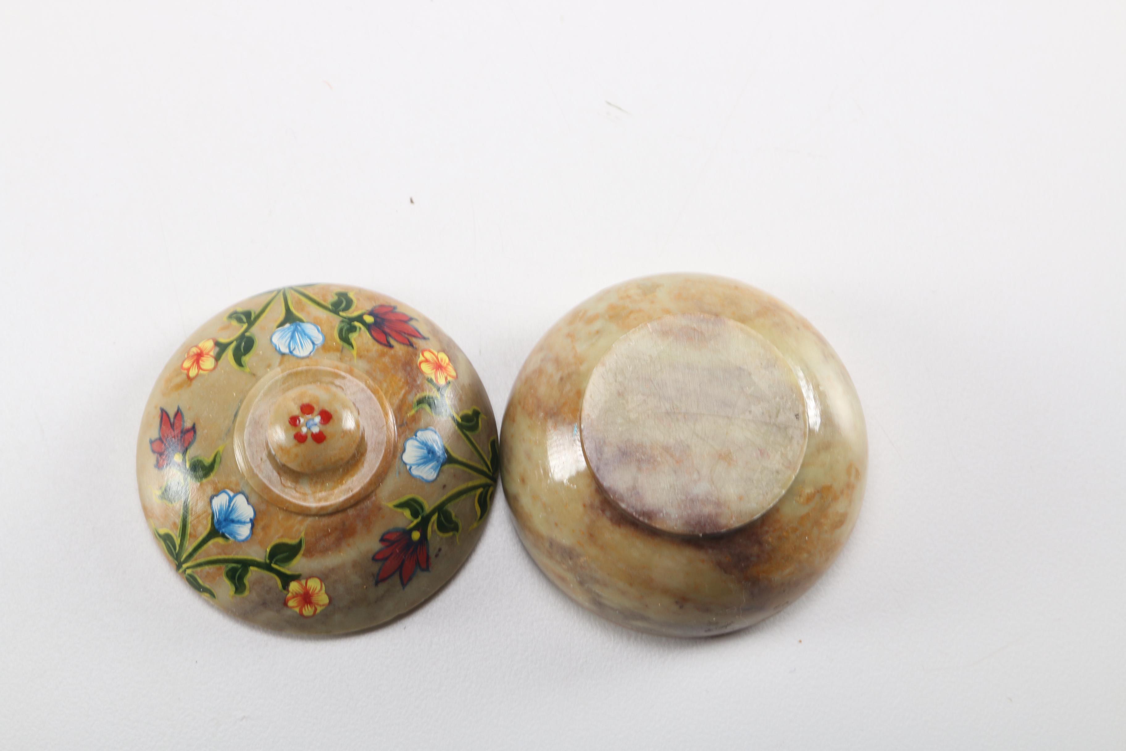 Hand-Painted Soapstone Jars With Lids