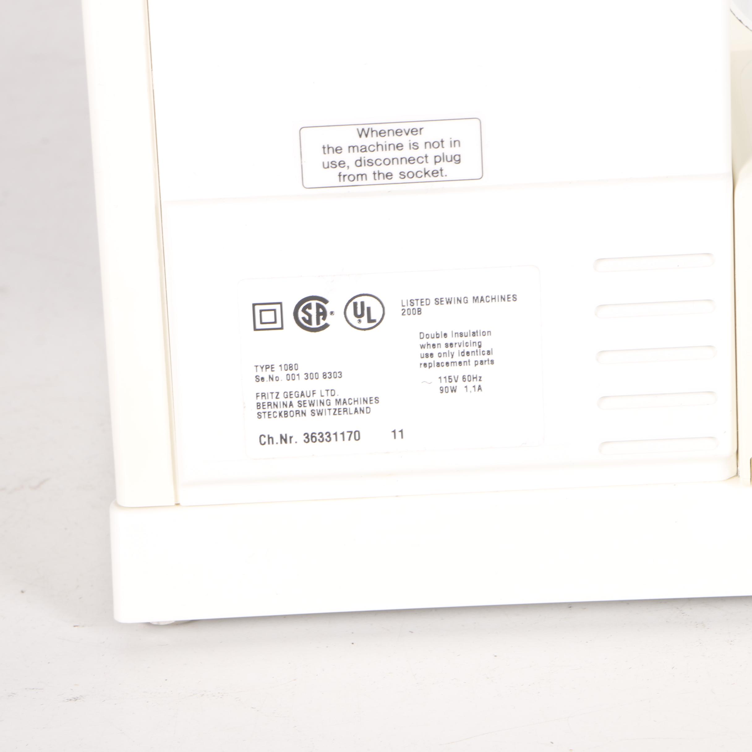 Bernina 1080 Sewing Machine and Carrying Case