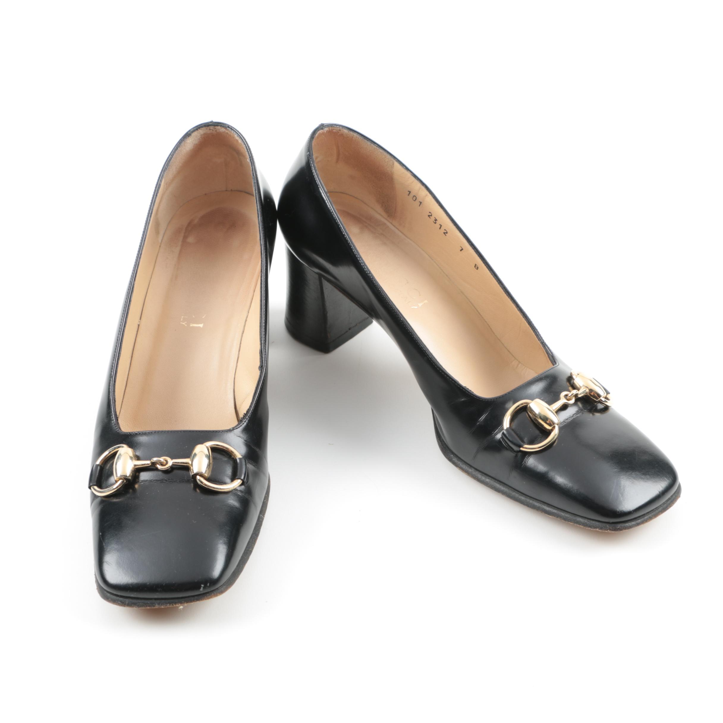 Gucci Pumps in Black Leather With Horse Bit Detail
