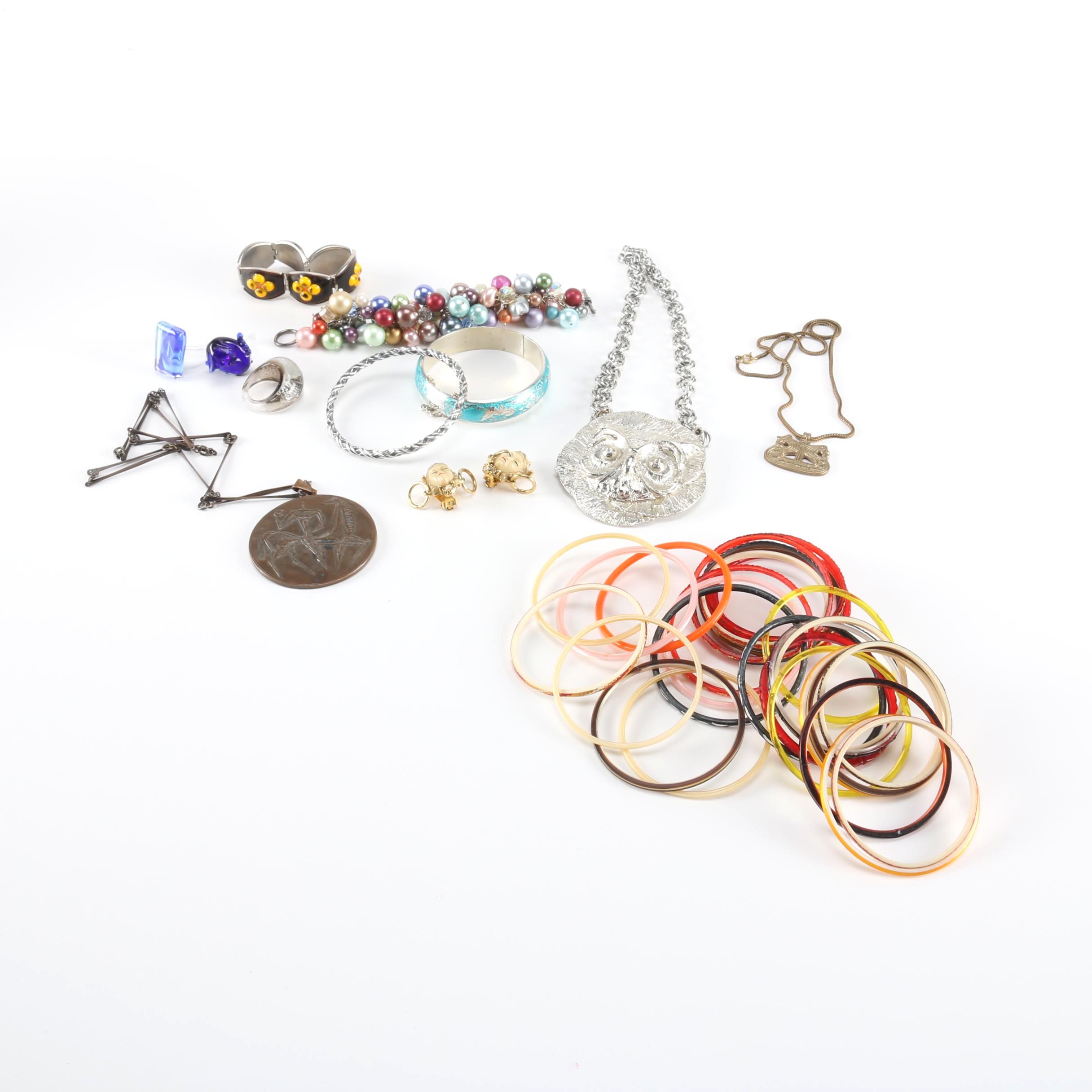 Colorful Costume Jewelry Featuring Murano Style Glass Rings