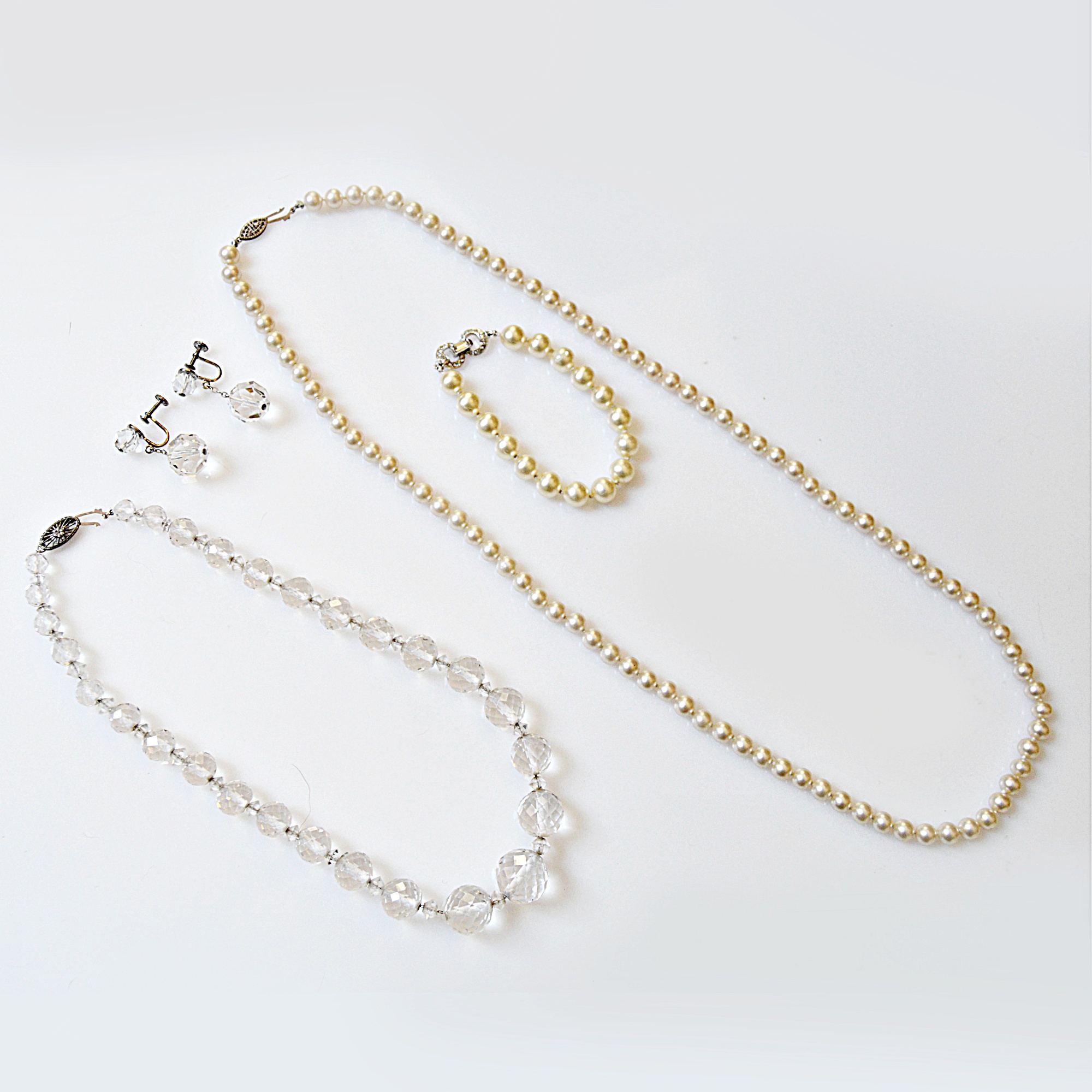 Vintage Faux Pearl and Crystal Demi-Parure