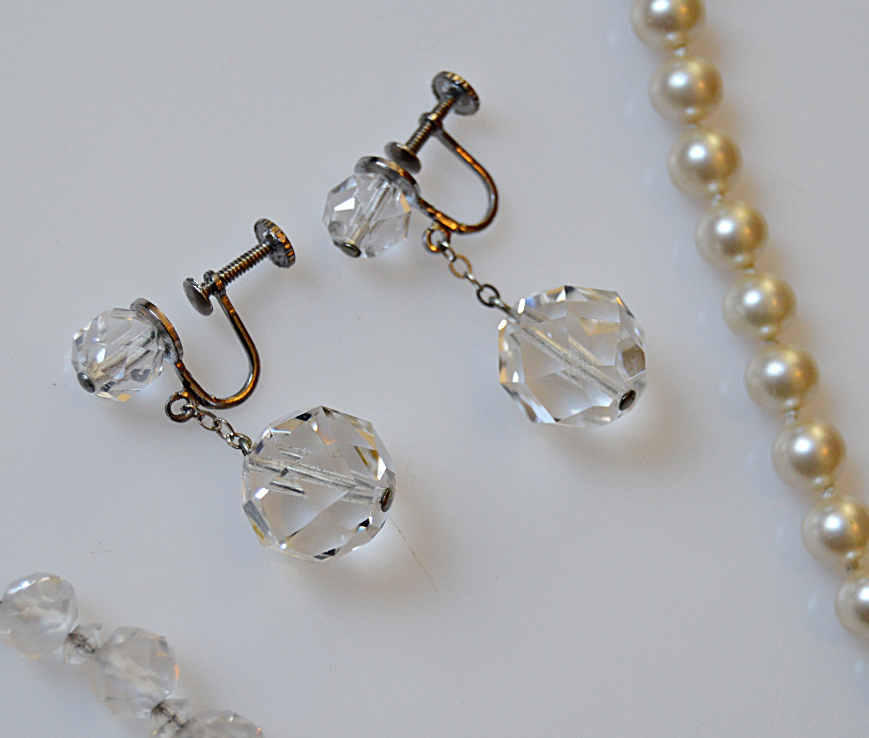 Vintage Faux Pearl and Crystal Demi-Parure