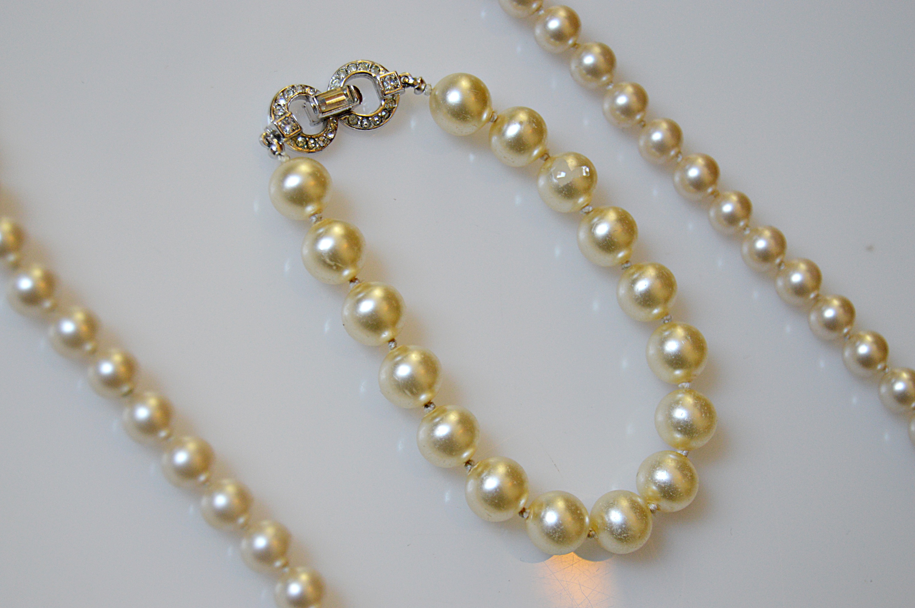 Vintage Faux Pearl and Crystal Demi-Parure