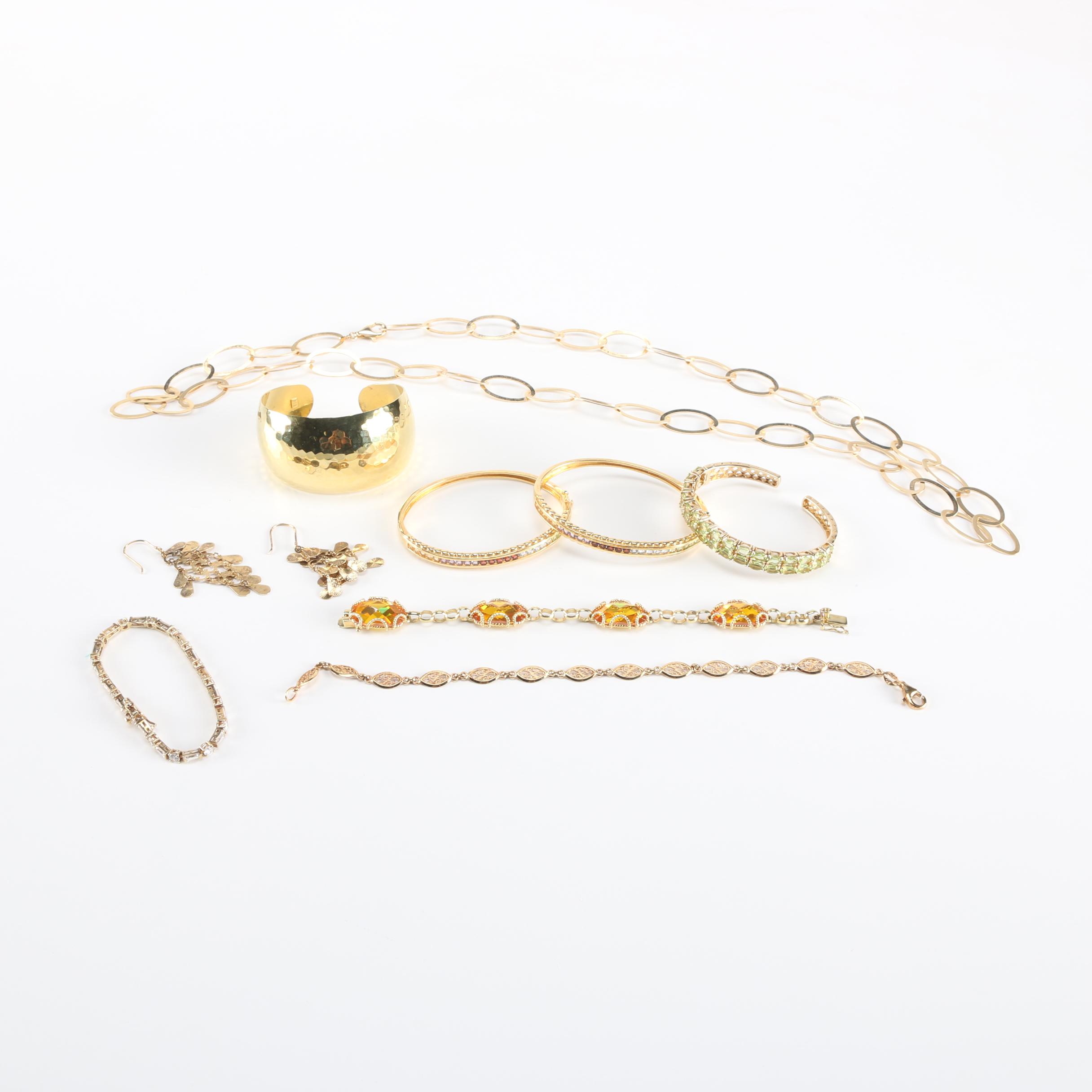 Gold Wash Sterling Silver and Stone Jewelry