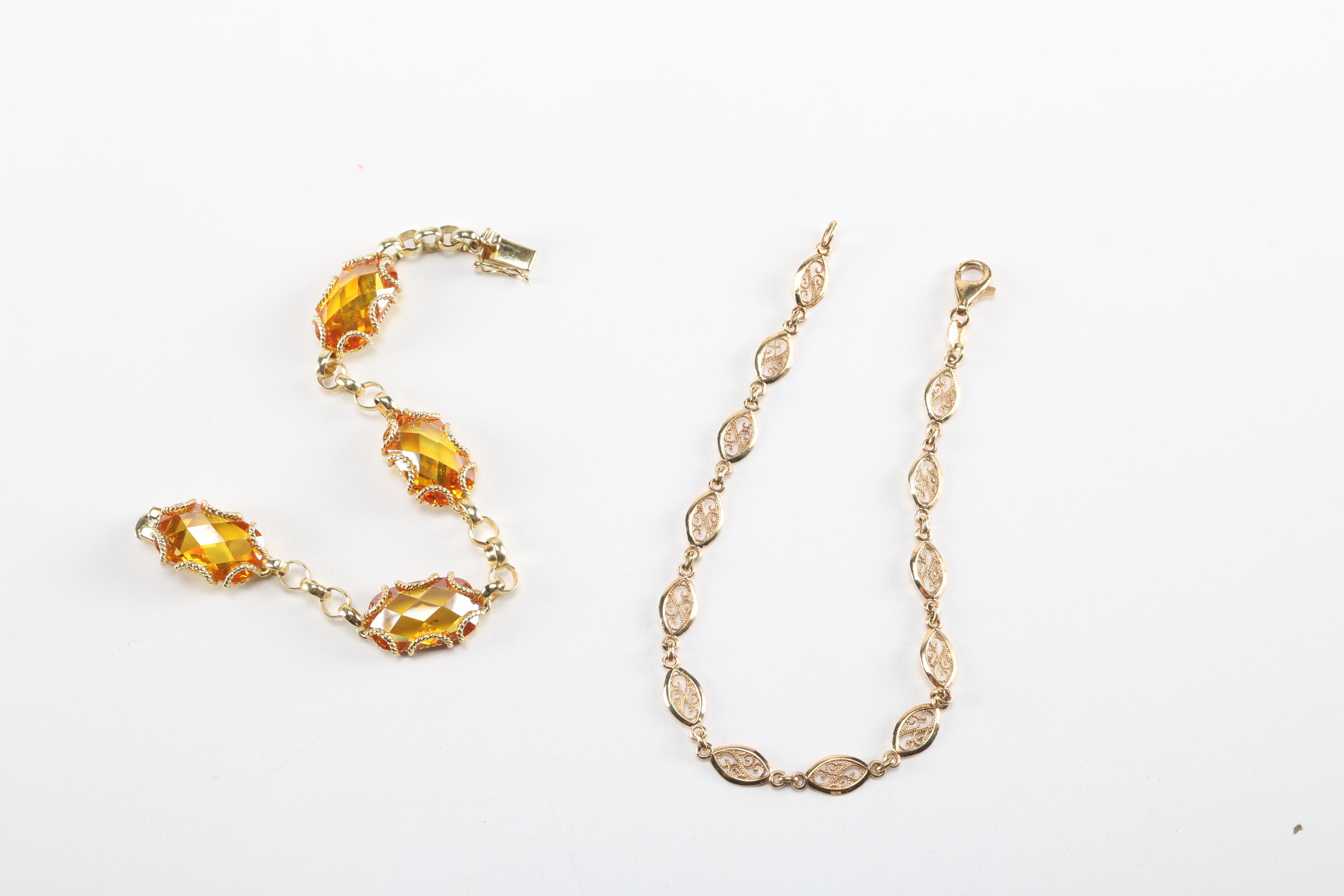 Gold Wash Sterling Silver and Stone Jewelry