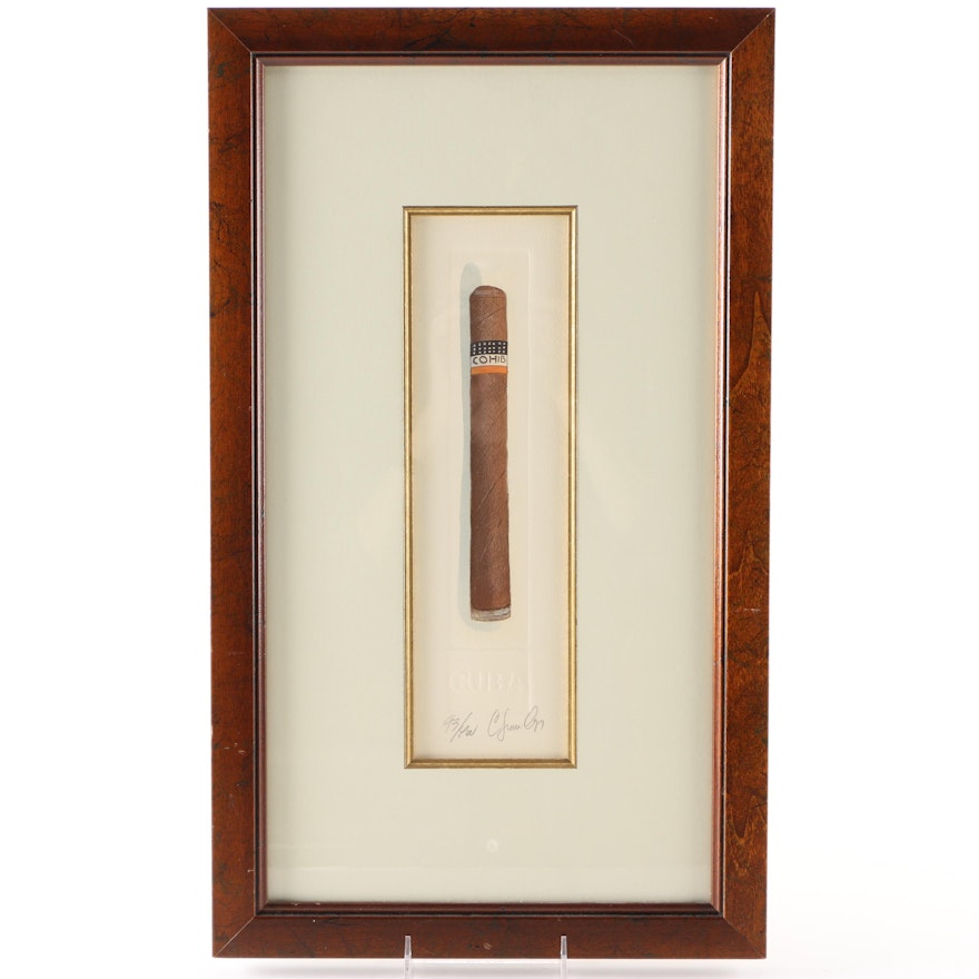 Framed Limited Edition Color Etching of Cigar