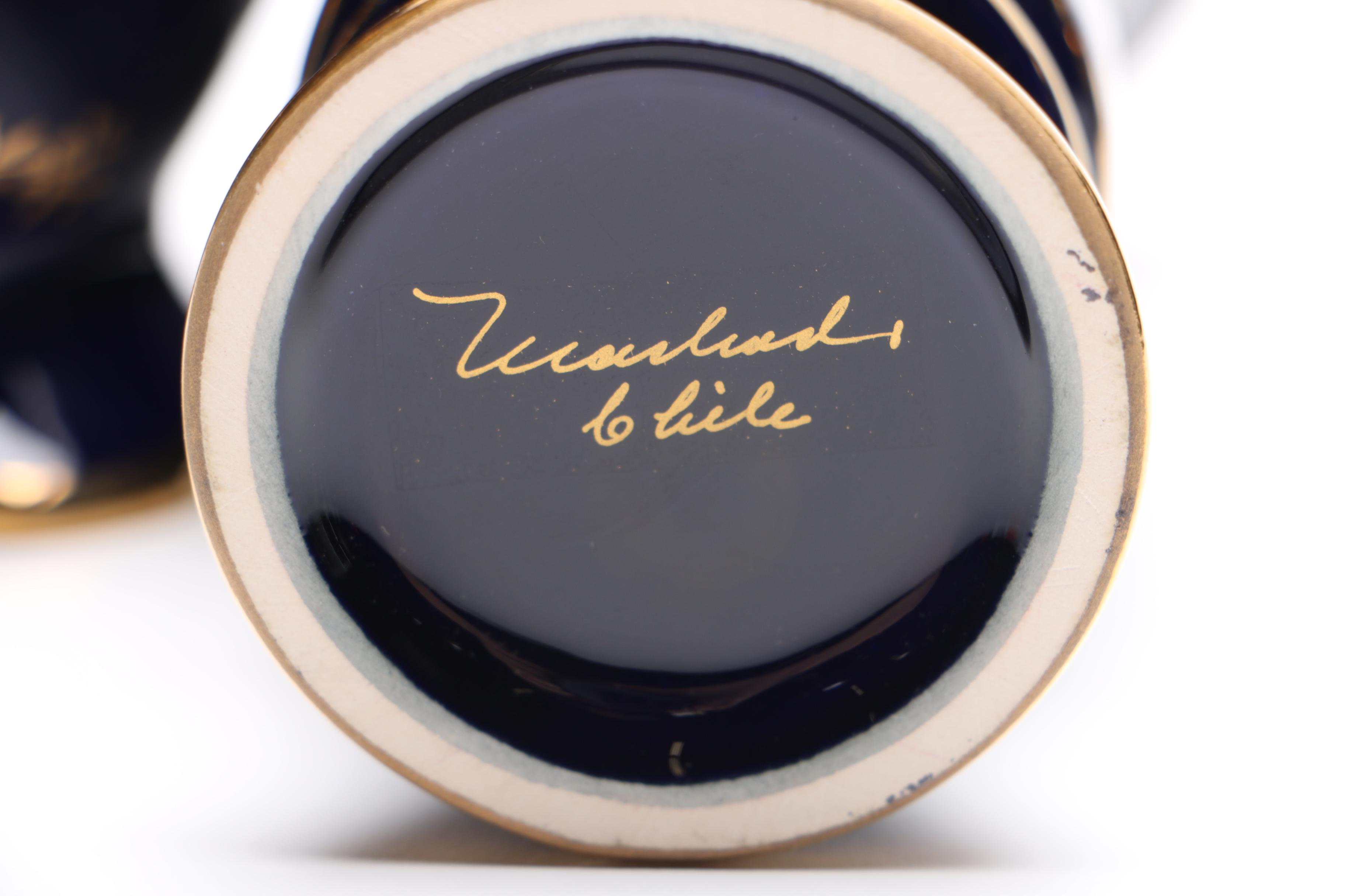 Cobalt and Gold-Tone Porcelain Vessels Featuring Limoges Pieces