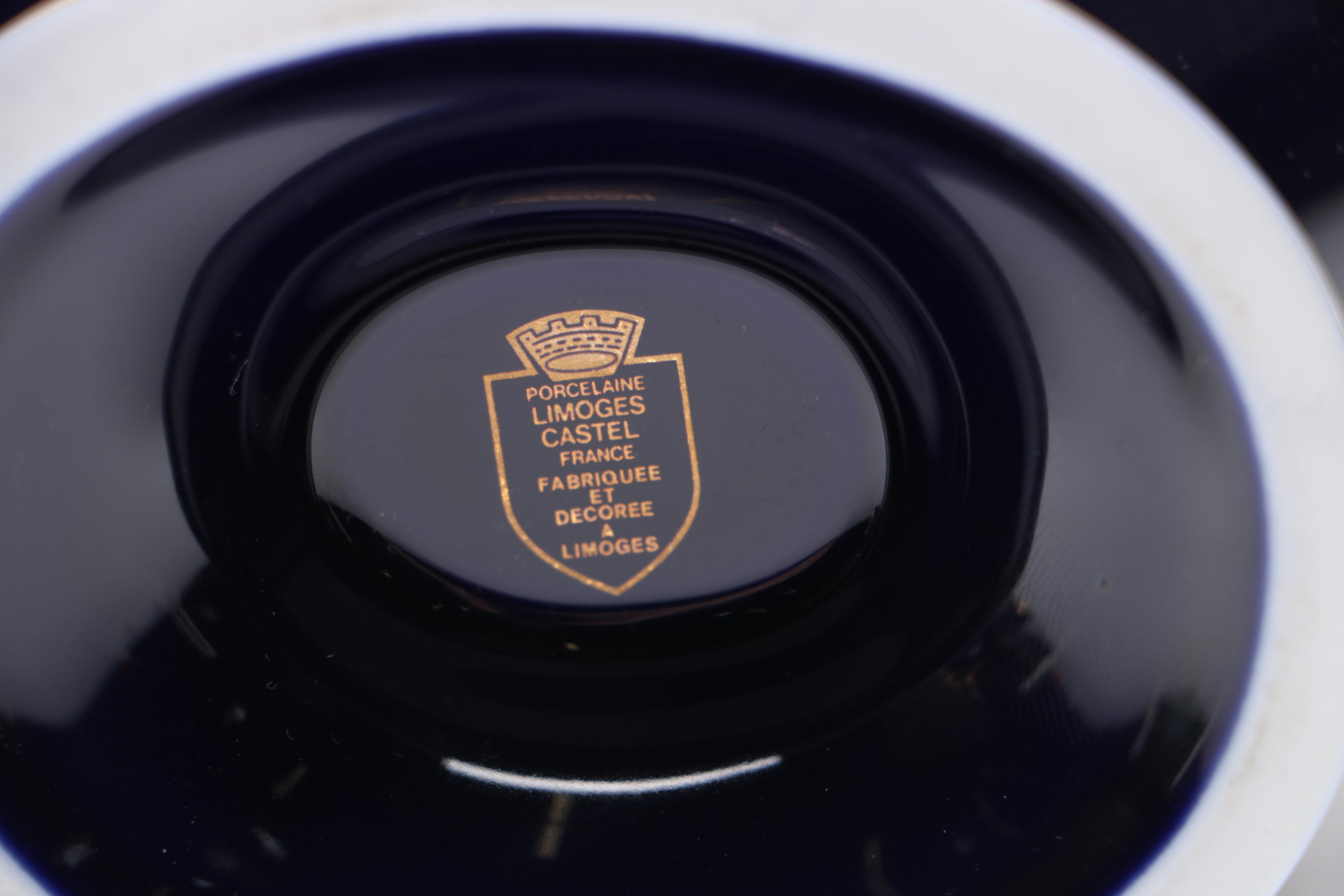 Cobalt and Gold-Tone Porcelain Vessels Featuring Limoges Pieces