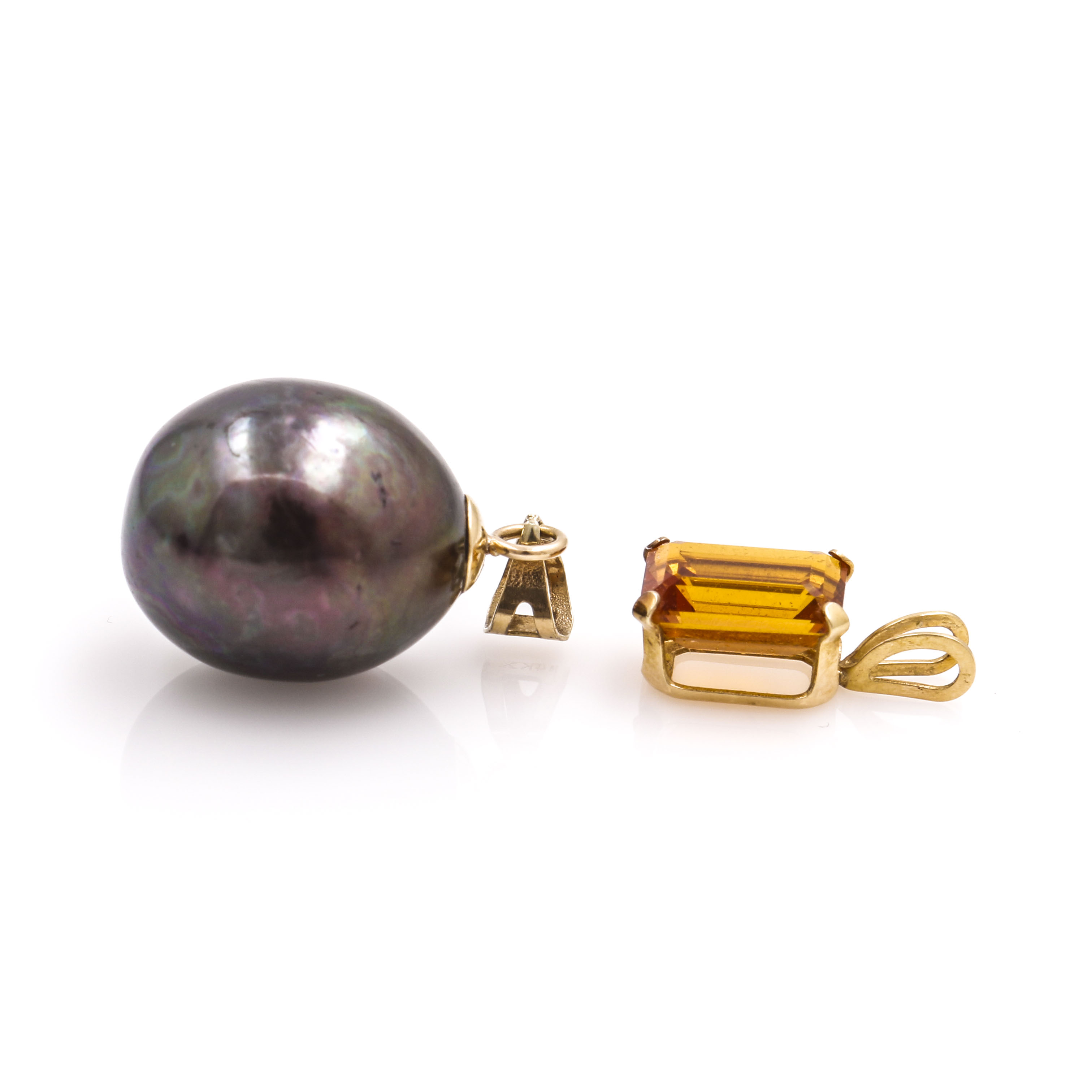 14K Yellow Gold Gemstone Pendants and Earrings