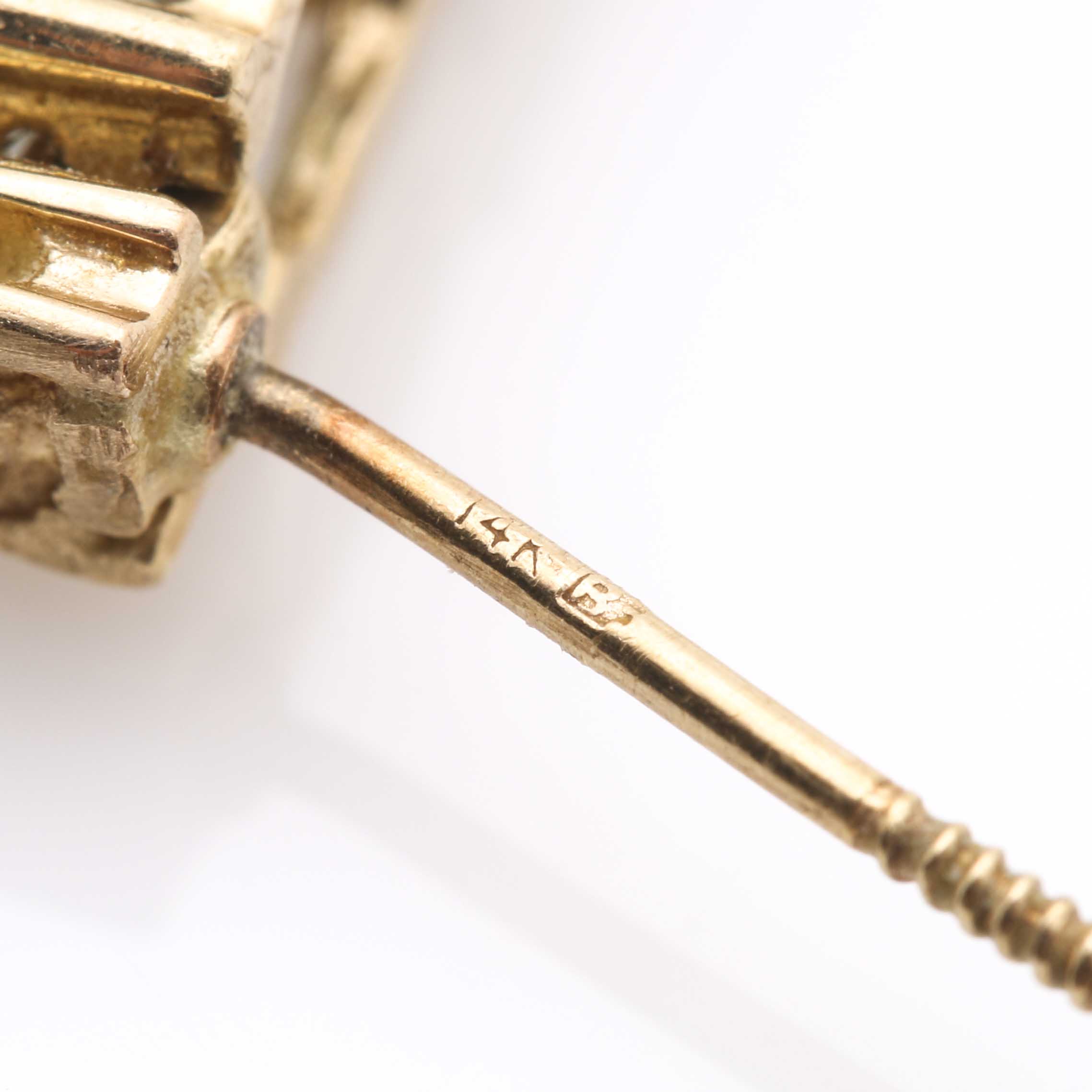 14K Yellow Gold Blue Topaz and Diamond Earrings