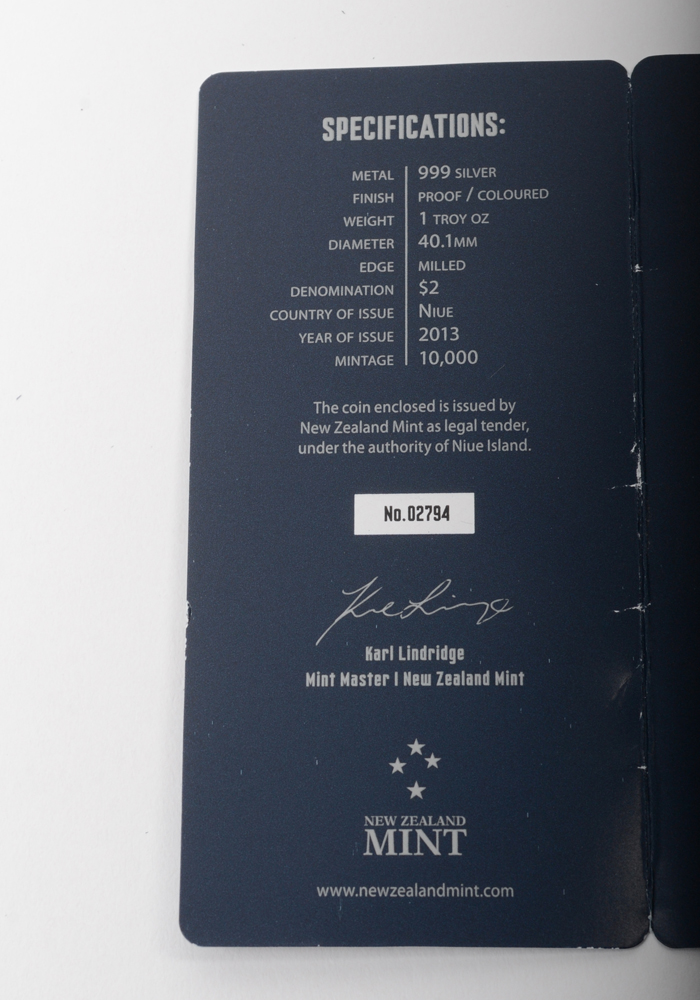 2013 Nieu Dr. Who 50th Anniversary Two Dollar Silver Coin with TARDIS