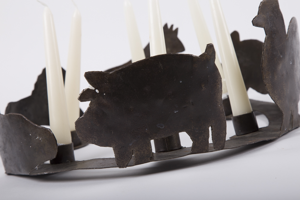 Cut Metal Farm Animals Candle Ring