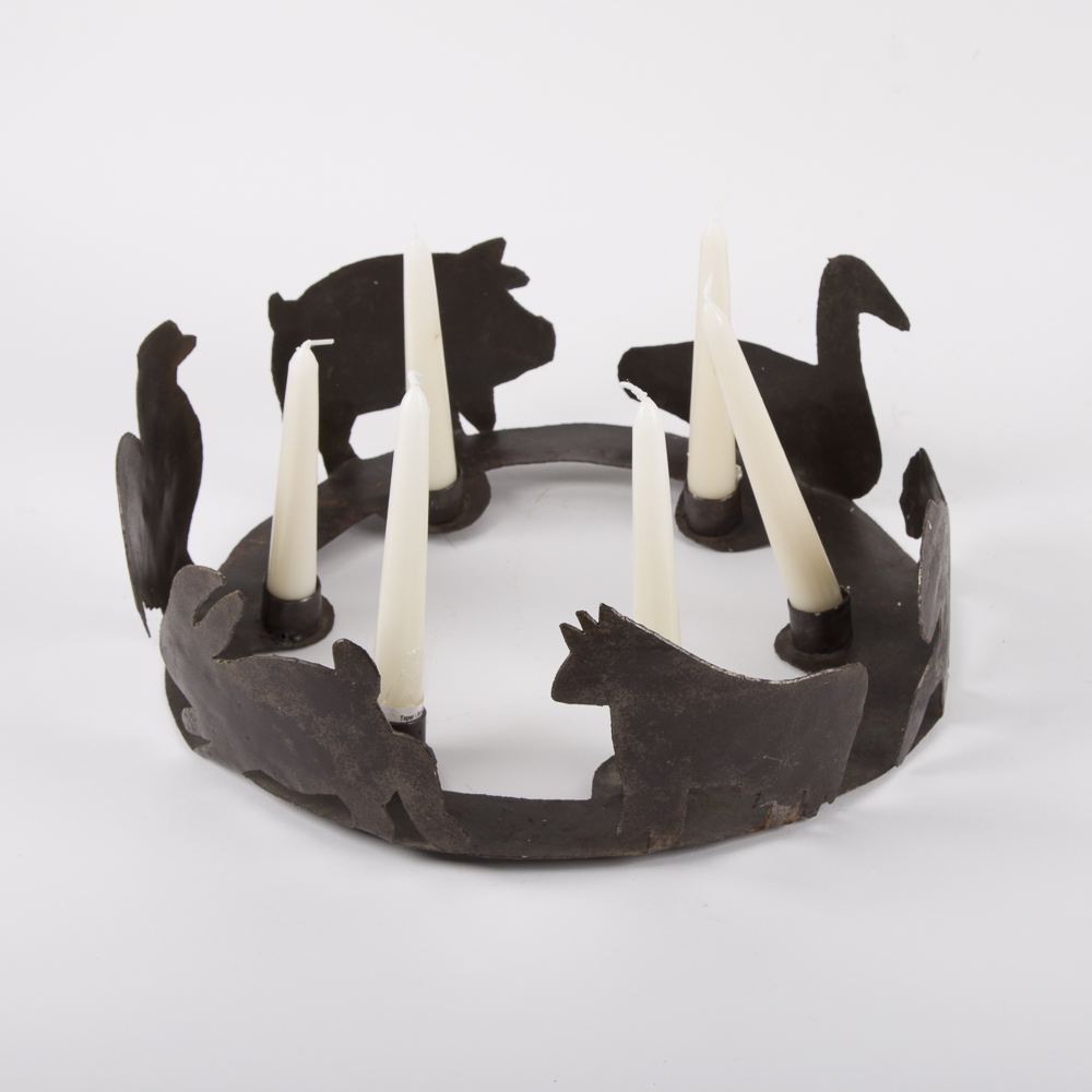 Cut Metal Farm Animals Candle Ring