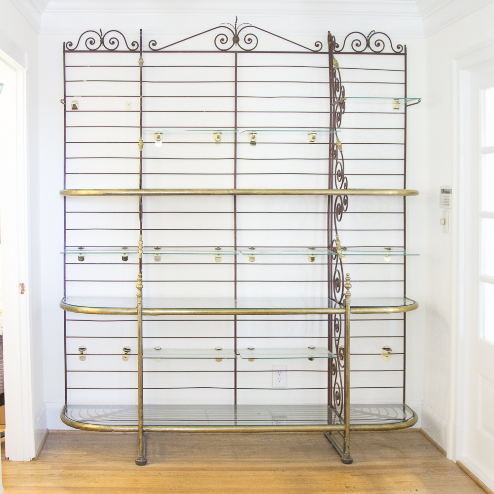 Two-Tone Metal and Glass Display Shelving Unit