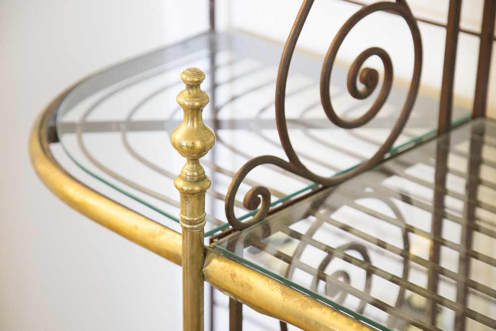 Two-Tone Metal and Glass Display Shelving Unit