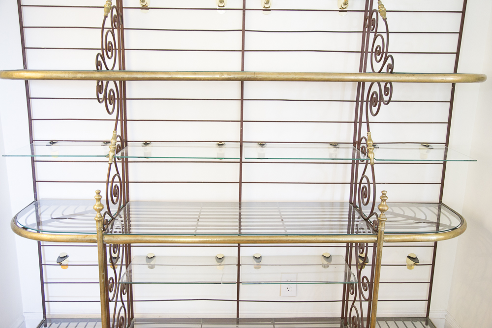 Two-Tone Metal and Glass Display Shelving Unit