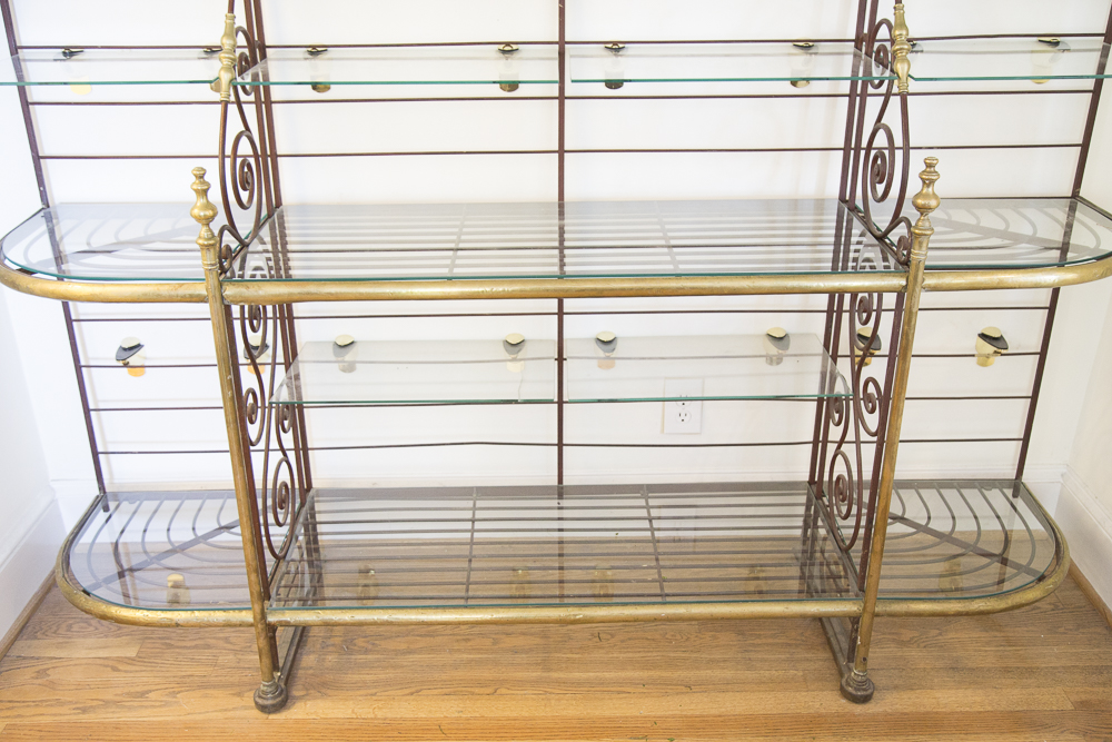 Two-Tone Metal and Glass Display Shelving Unit