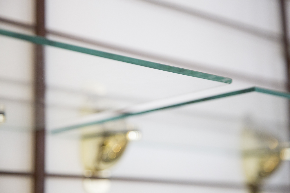 Two-Tone Metal and Glass Display Shelving Unit