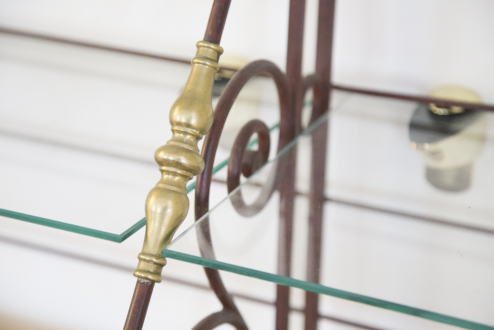 Two-Tone Metal and Glass Display Shelving Unit
