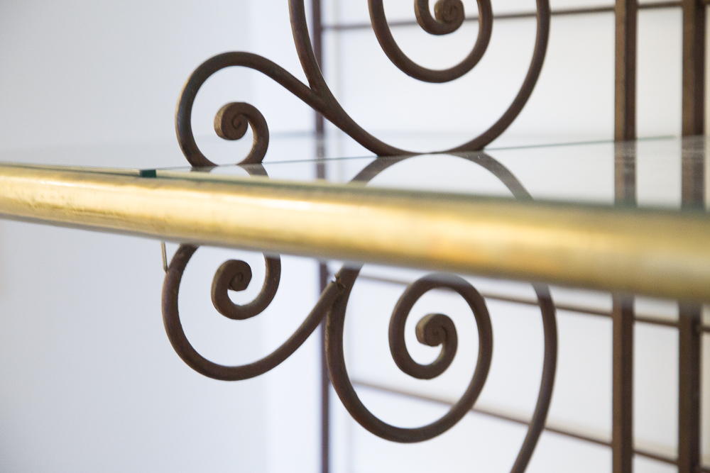 Two-Tone Metal and Glass Display Shelving Unit