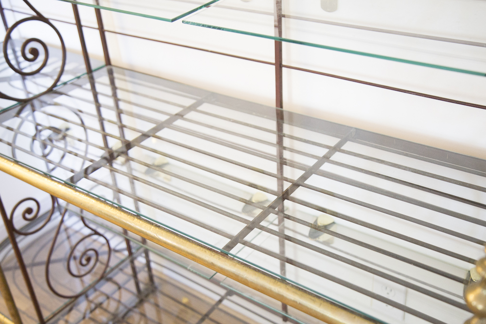 Two-Tone Metal and Glass Display Shelving Unit