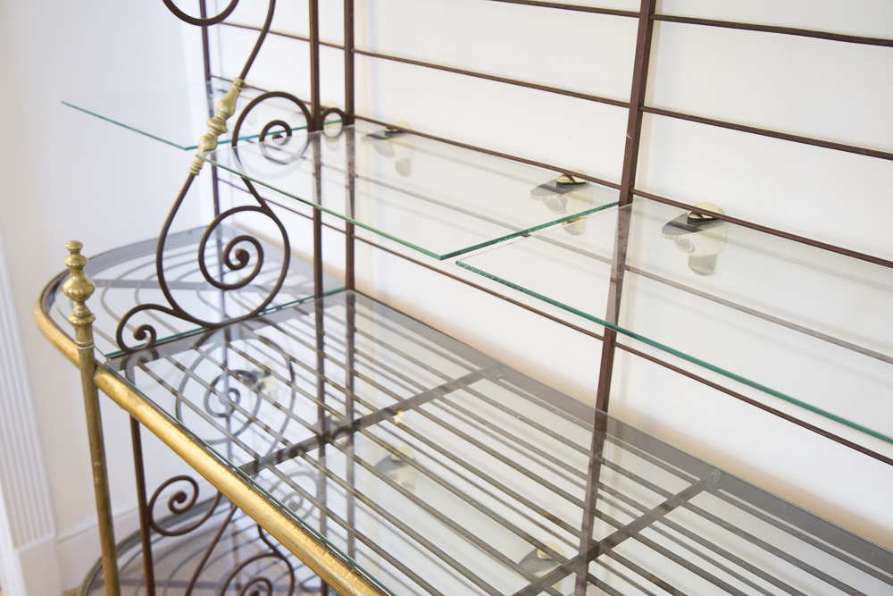 Two-Tone Metal and Glass Display Shelving Unit