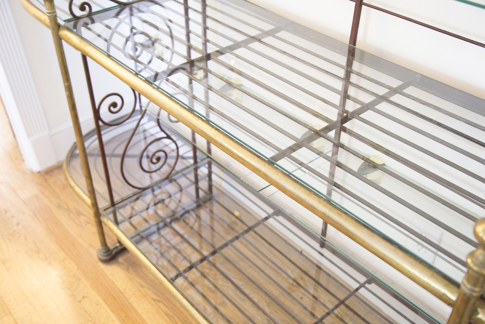 Two-Tone Metal and Glass Display Shelving Unit