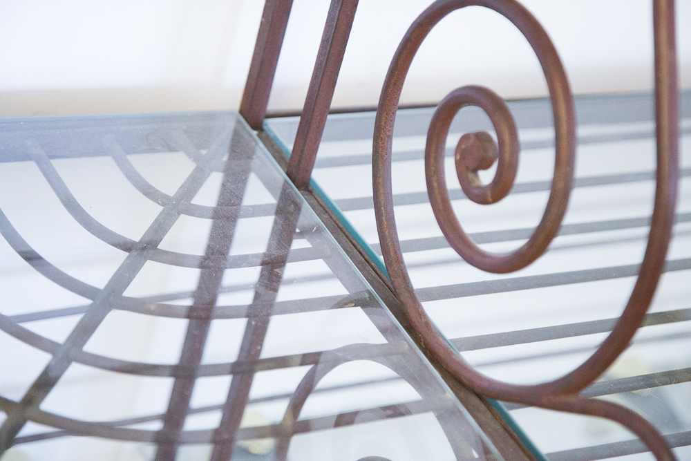 Two-Tone Metal and Glass Display Shelving Unit