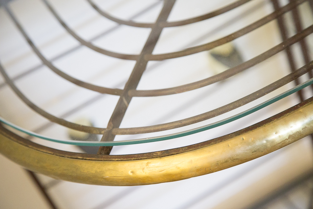 Two-Tone Metal and Glass Display Shelving Unit