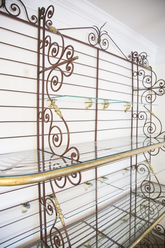 Two-Tone Metal and Glass Display Shelving Unit