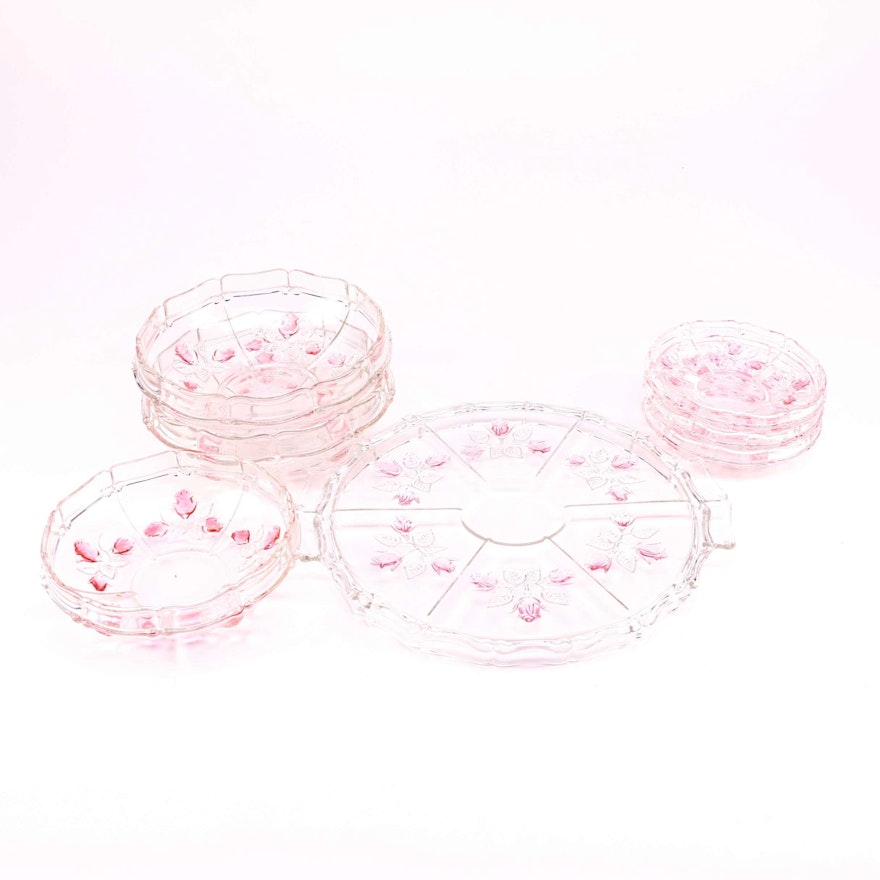 Rose Patterned Glass Tableware