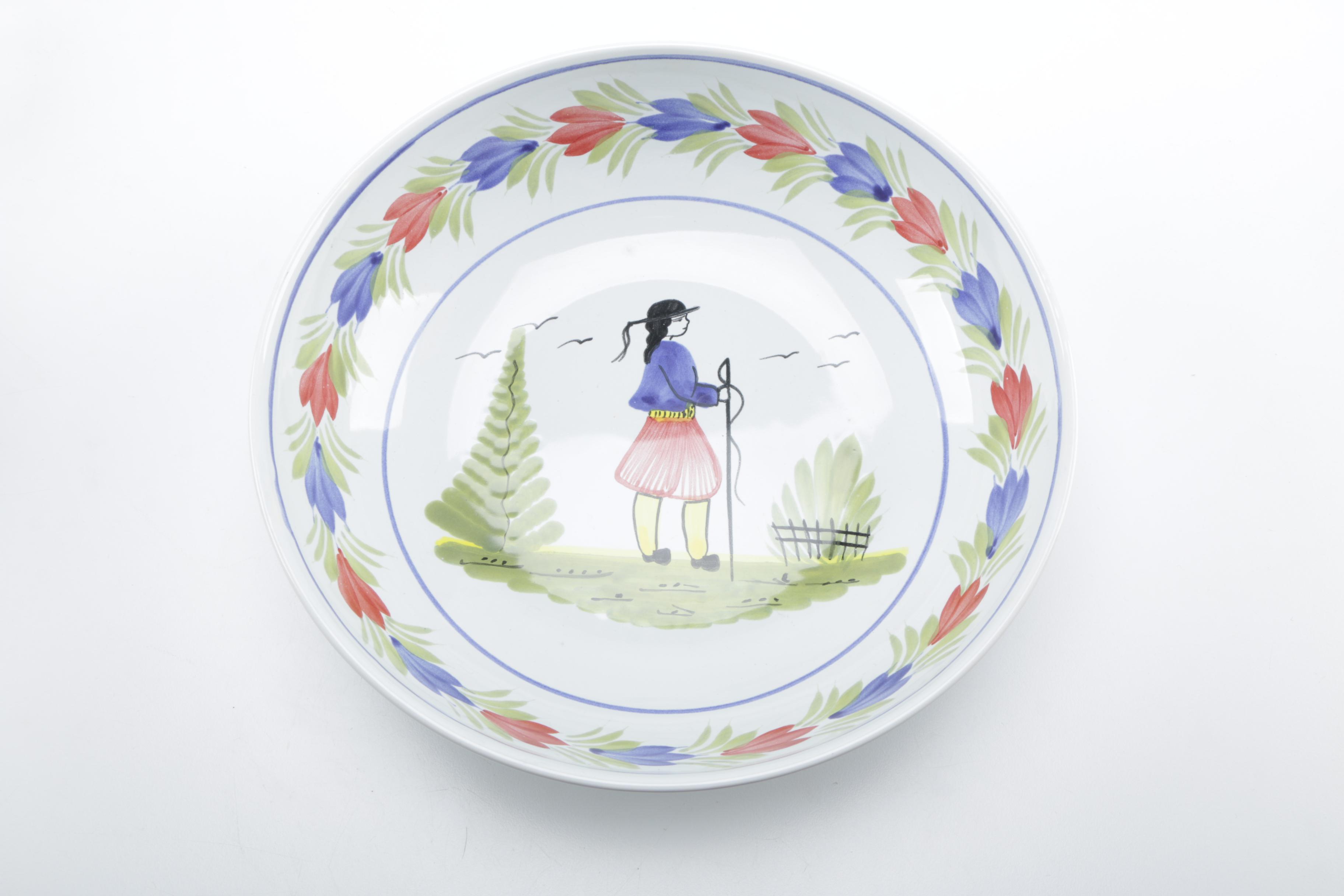 Henriot Quimper Ceramic Hand-Painted Dinnerware Set