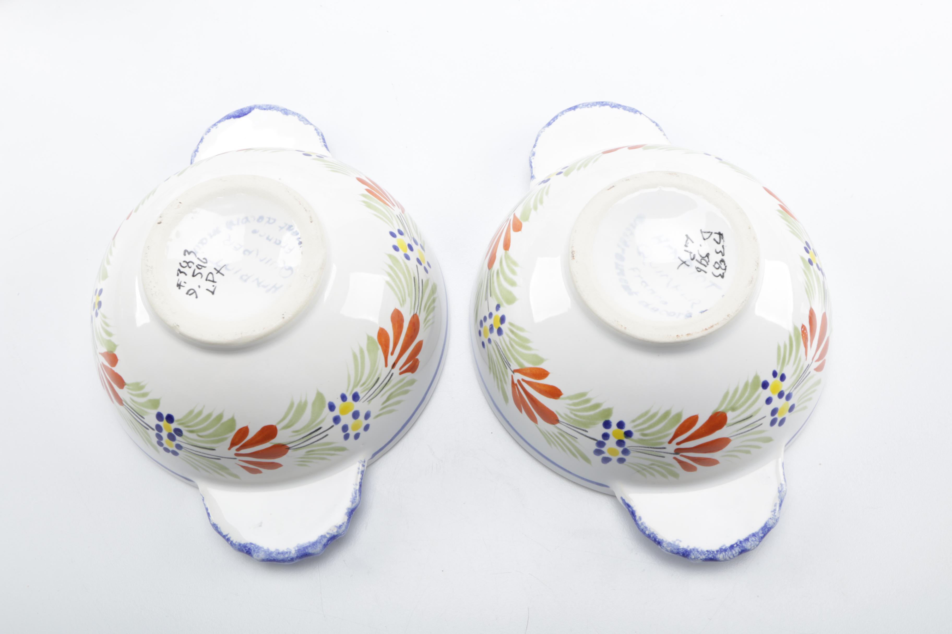Henriot Quimper Ceramic Hand-Painted Dinnerware Set