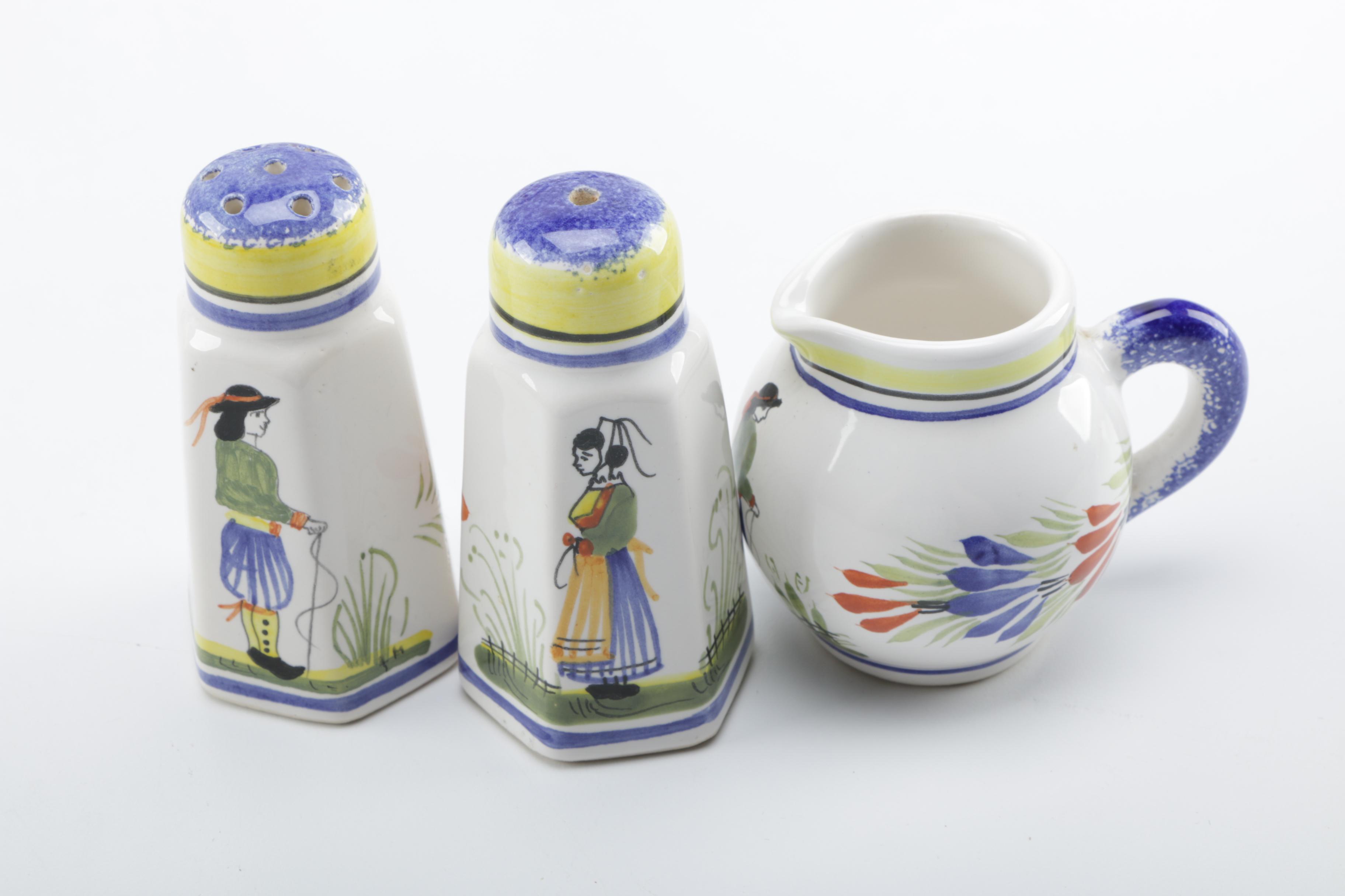 Henriot Quimper Ceramic Hand-Painted Dinnerware Set