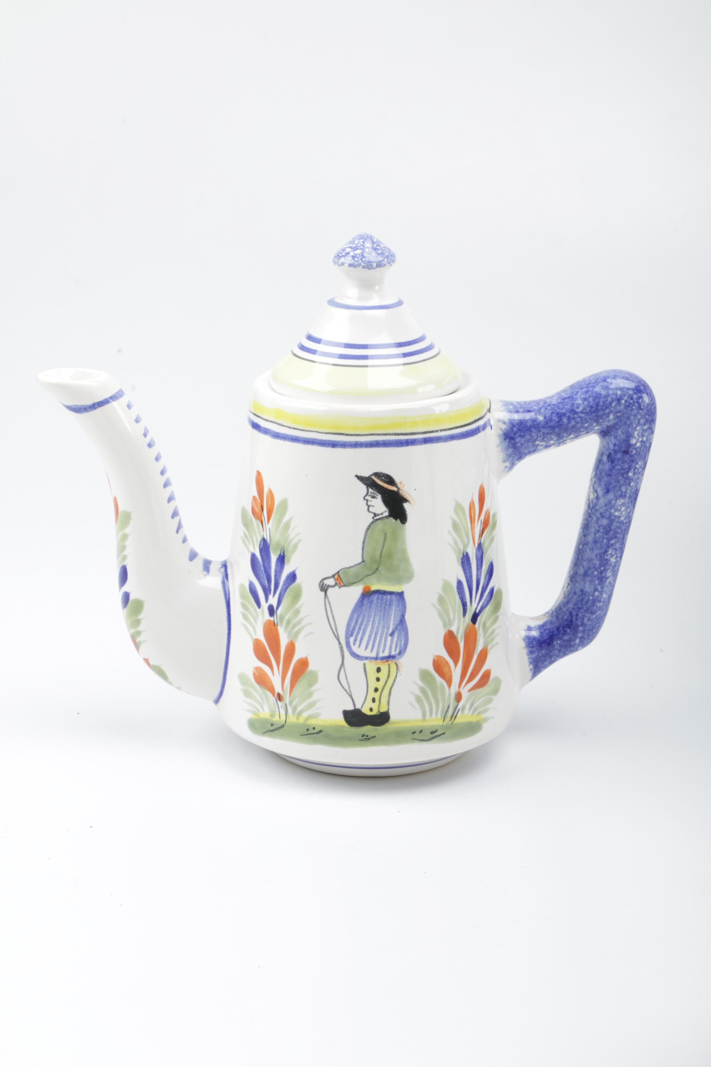 Henriot Quimper Ceramic Hand-Painted Dinnerware Set