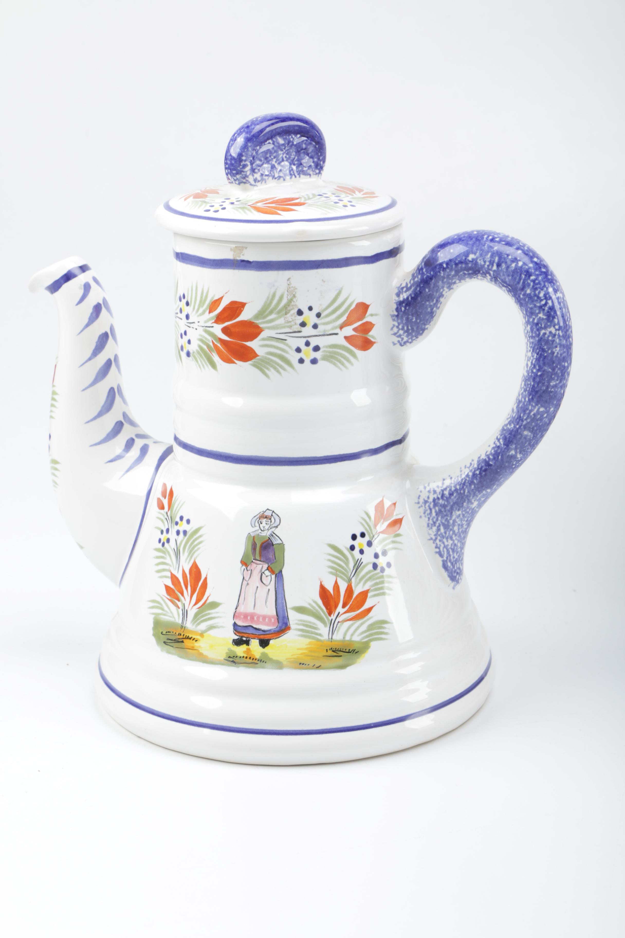Henriot Quimper Ceramic Hand-Painted Dinnerware Set