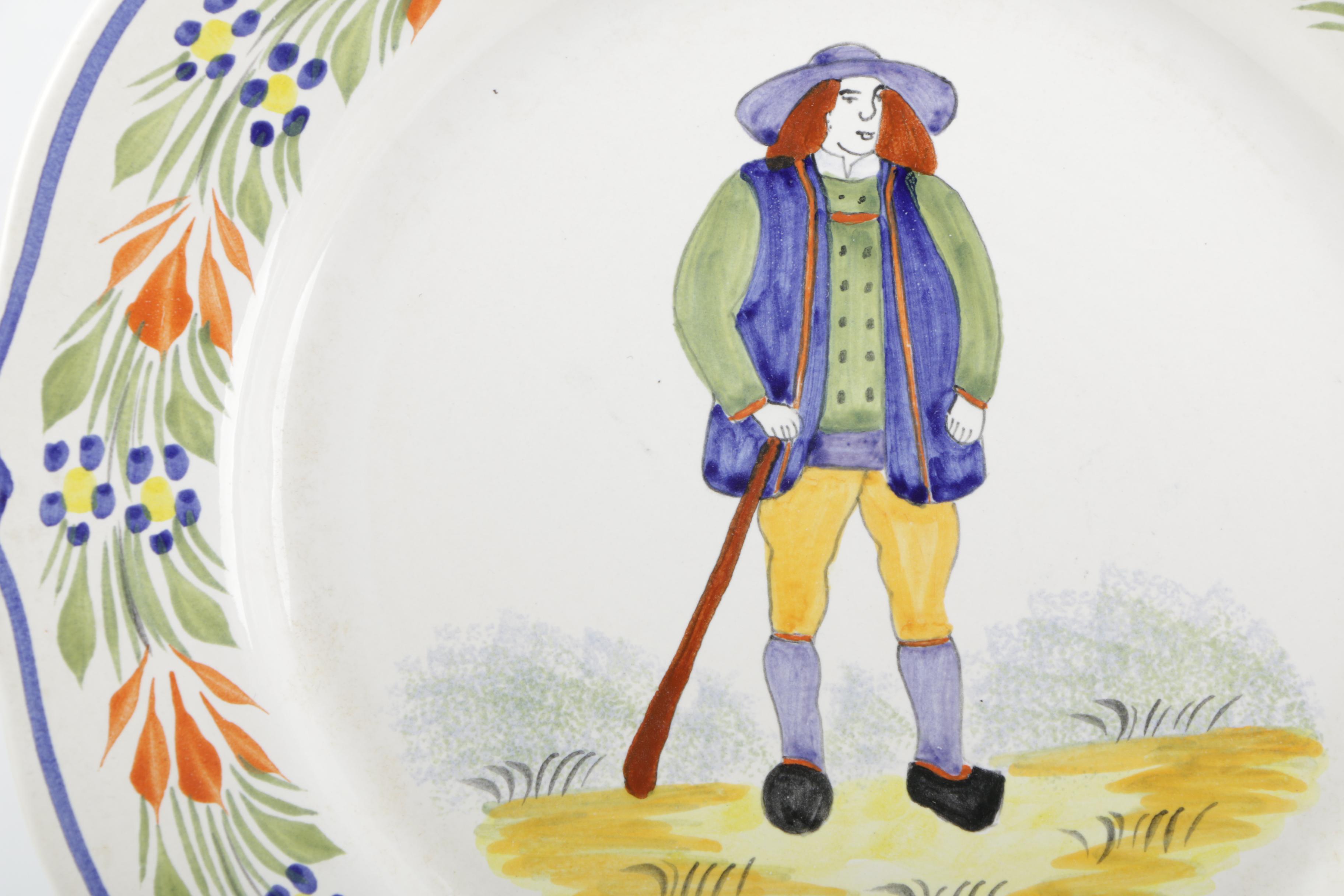 Henriot Quimper Ceramic Hand-Painted Dinnerware Set