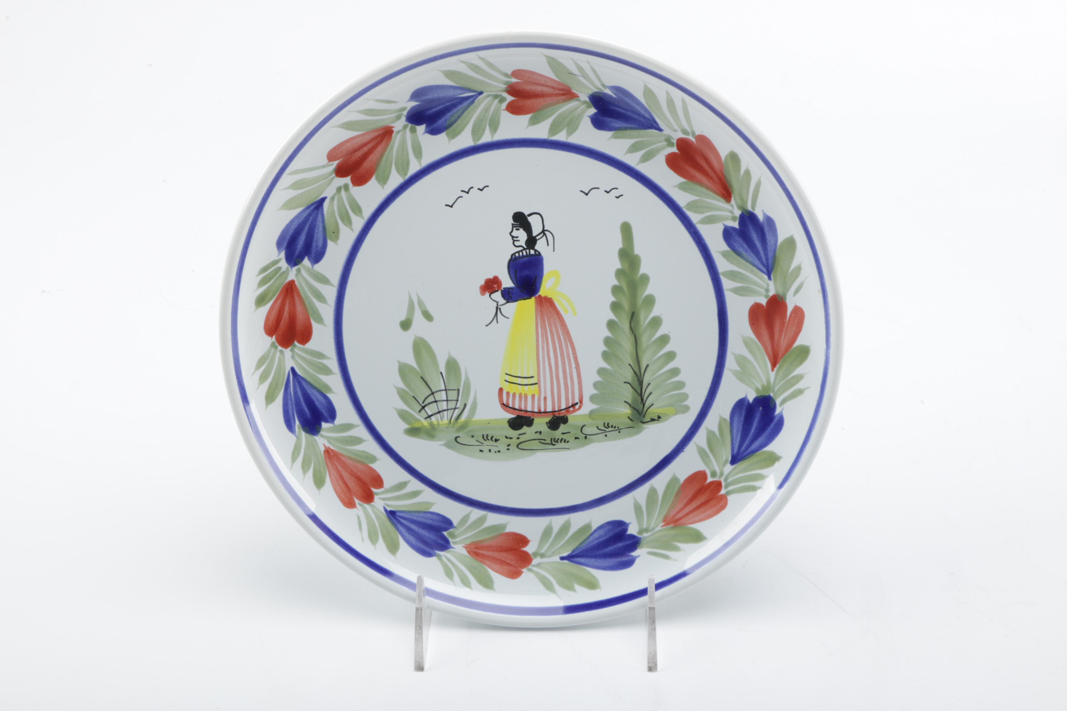 Henriot Quimper Ceramic Hand-Painted Dinnerware Set