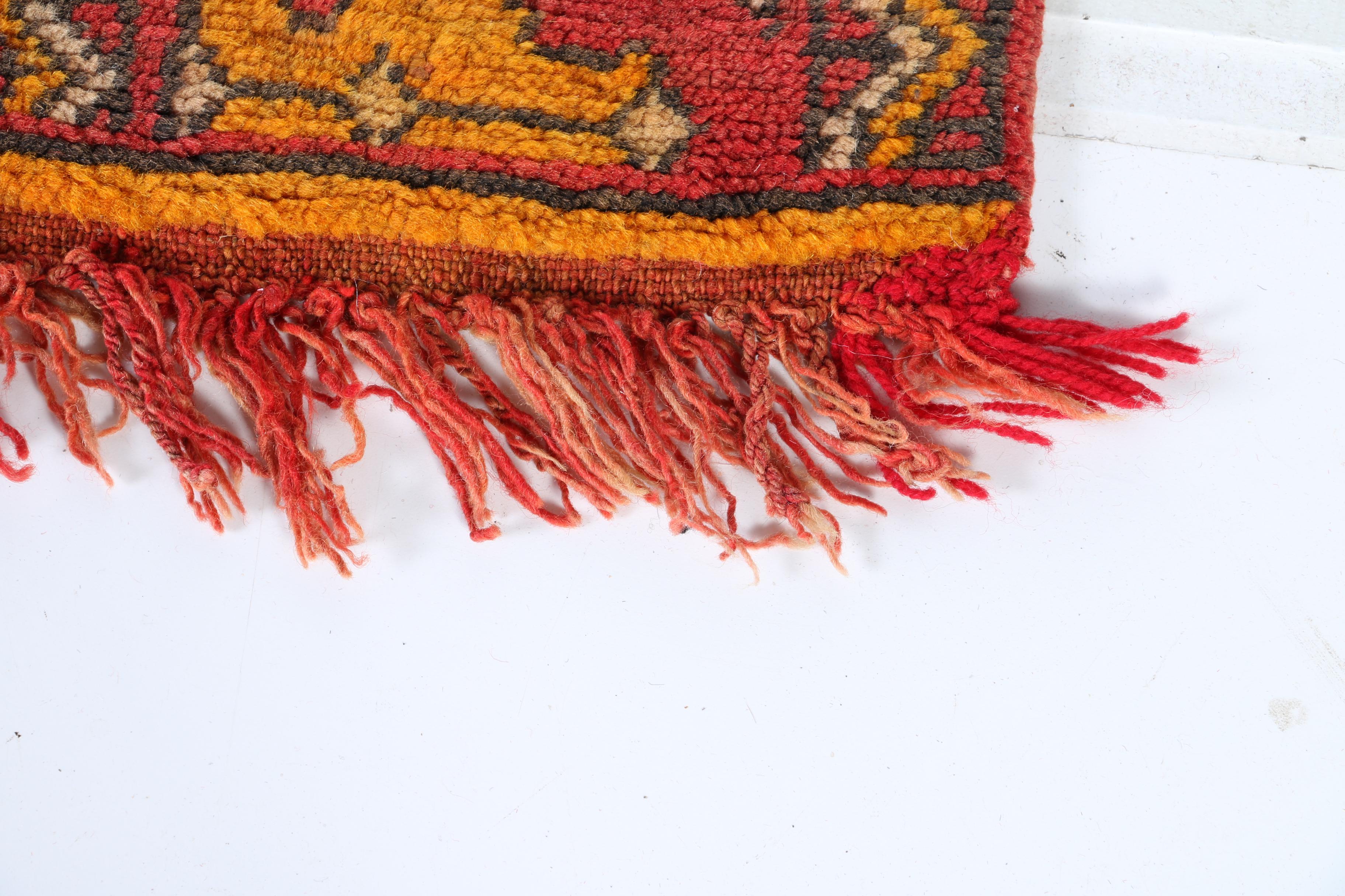 Hand-Knotted Turkish Oushak Area Rug in Scarlet