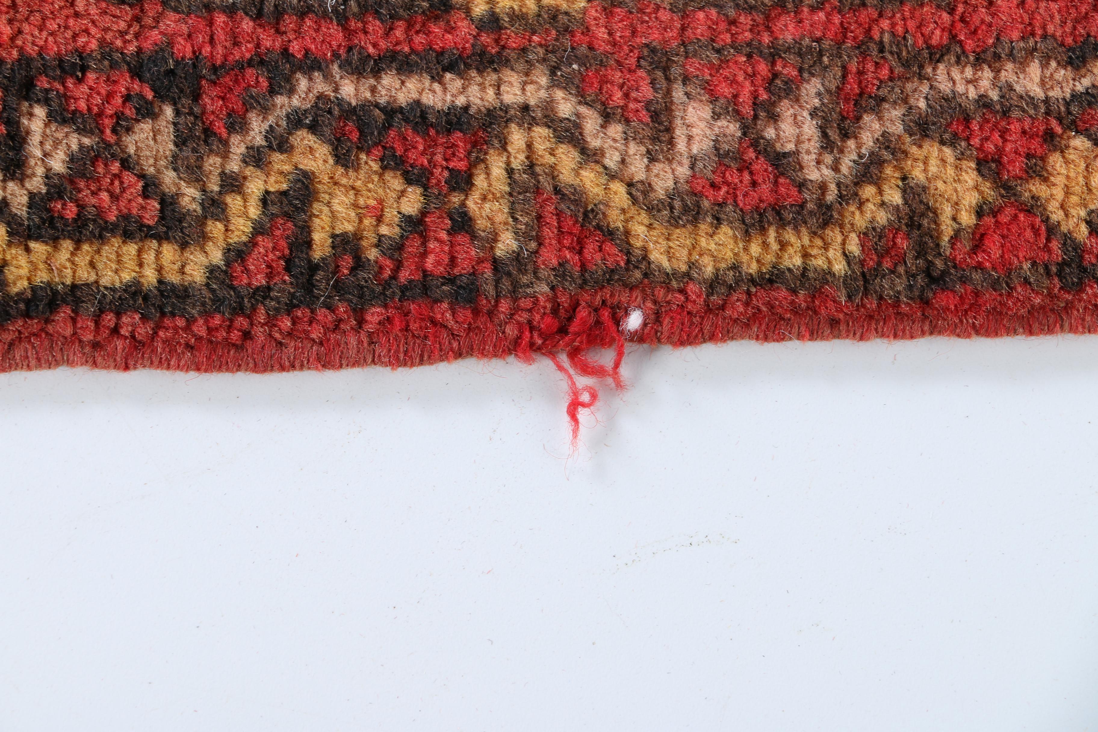 Hand-Knotted Turkish Oushak Area Rug in Scarlet