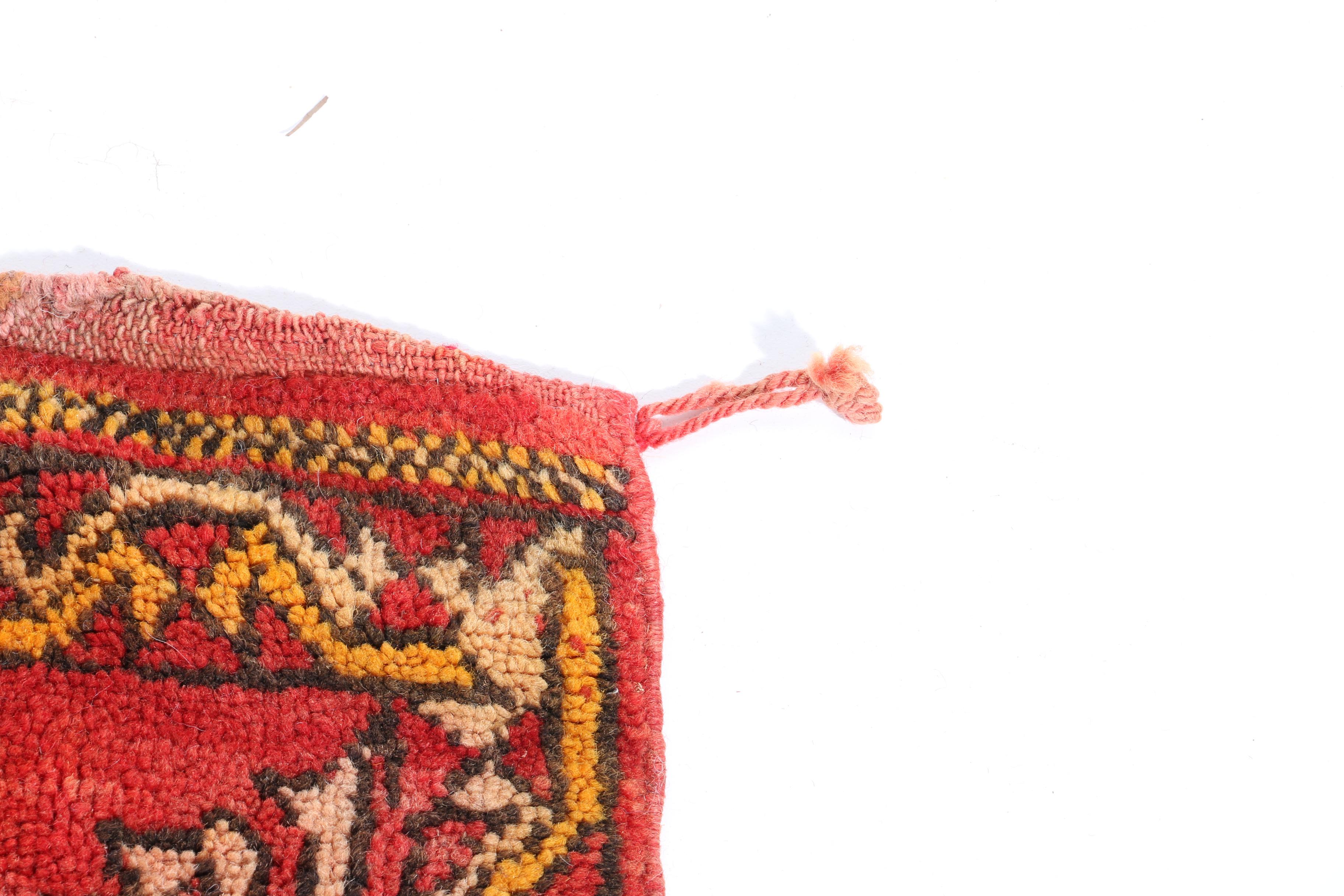 Hand-Knotted Turkish Oushak Area Rug in Scarlet