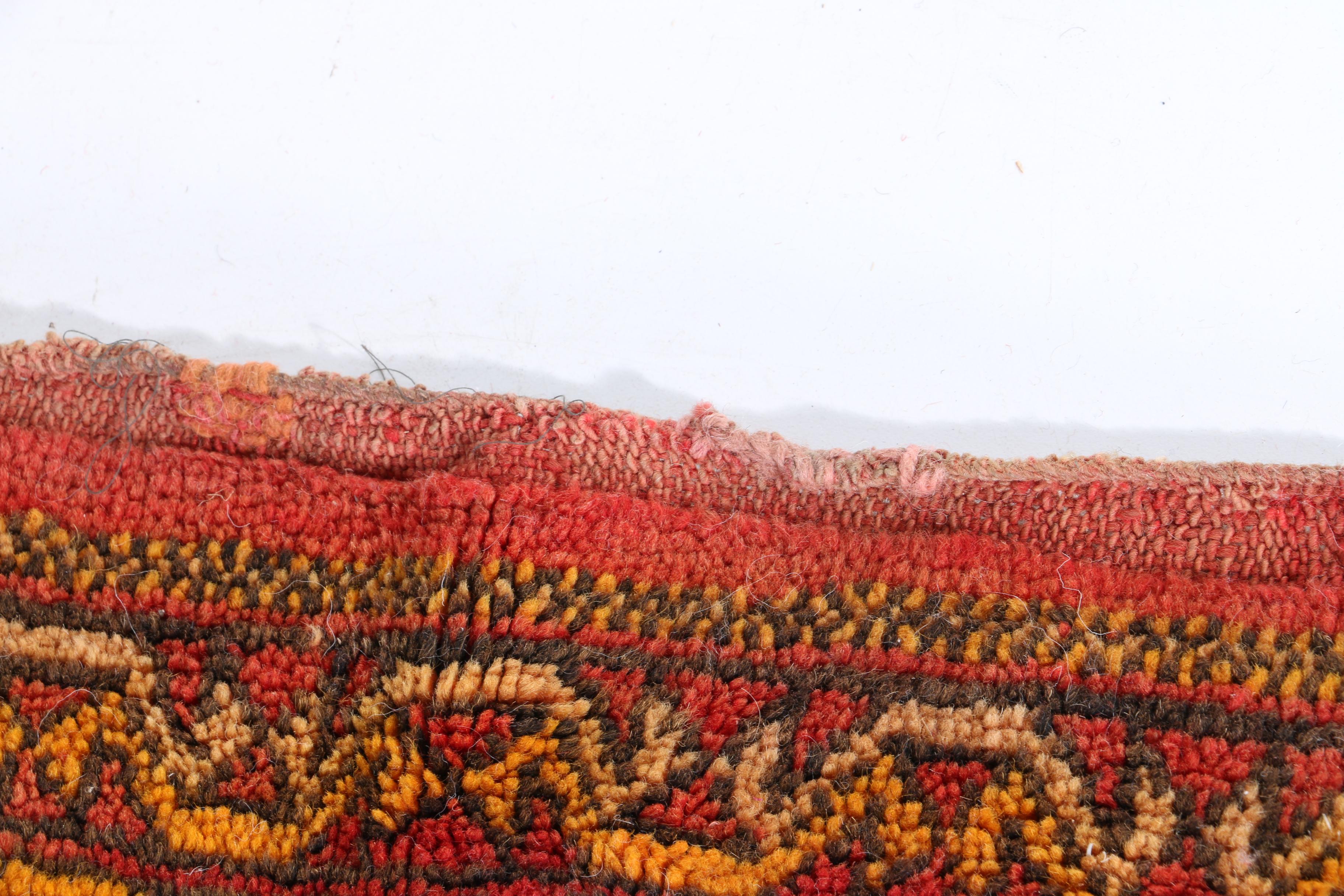 Hand-Knotted Turkish Oushak Area Rug in Scarlet