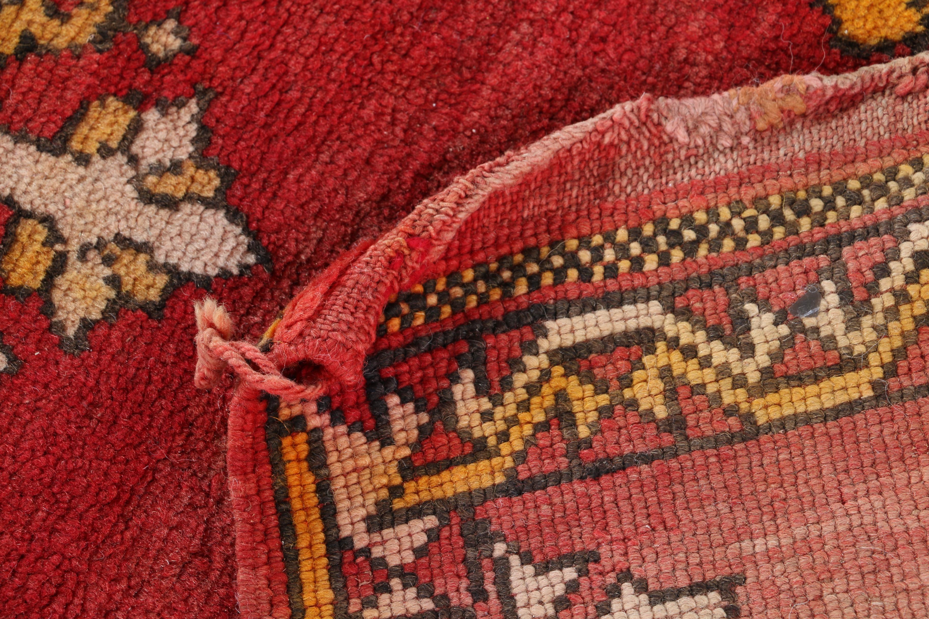 Hand-Knotted Turkish Oushak Area Rug in Scarlet