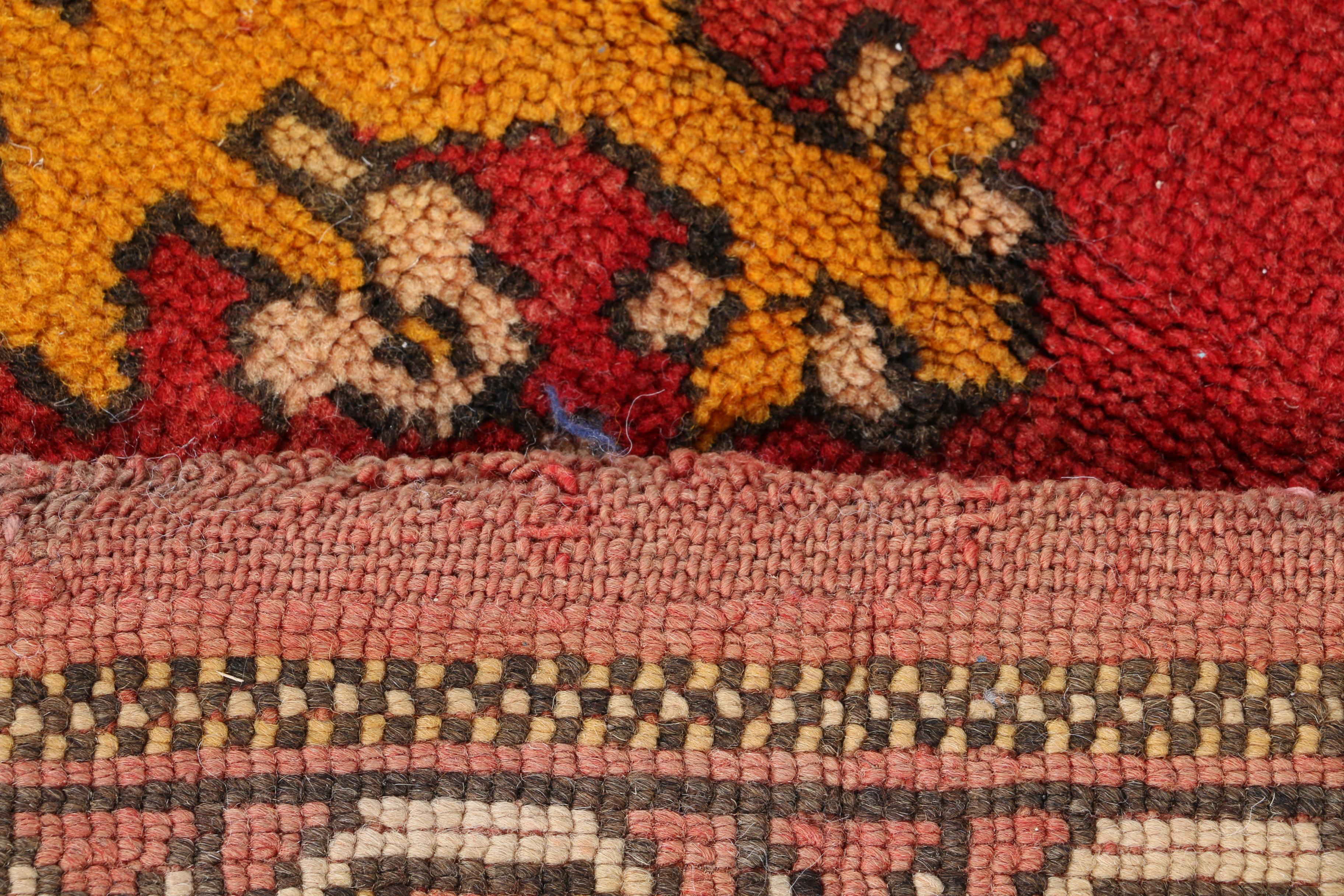 Hand-Knotted Turkish Oushak Area Rug in Scarlet