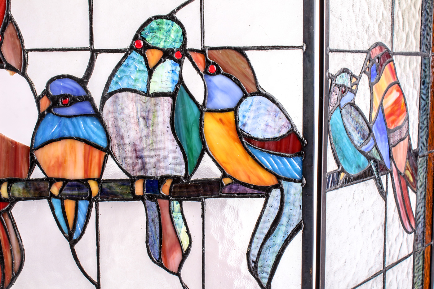 Vintage Stained Glass Fireplace Screen