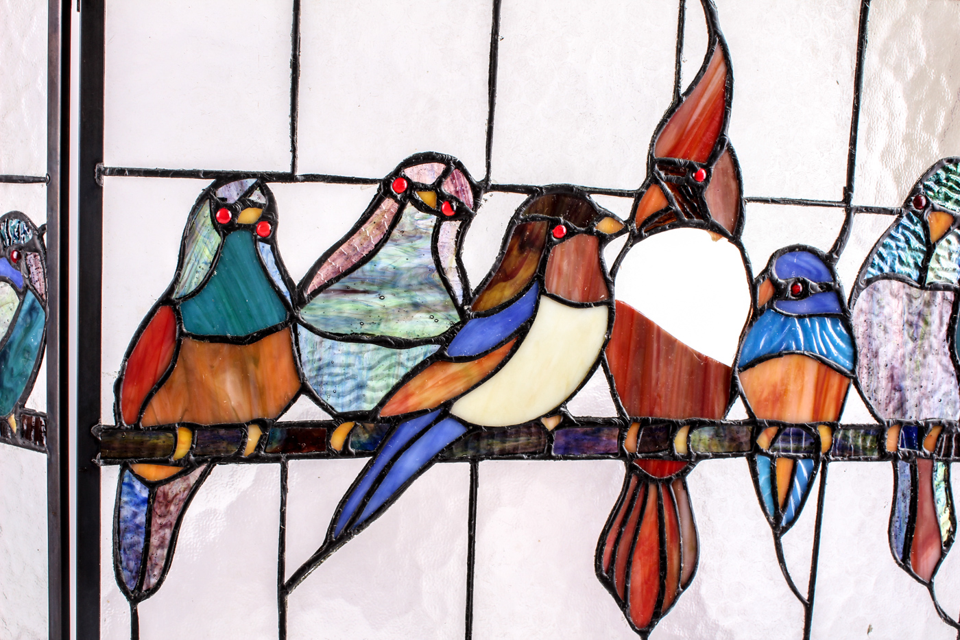 Vintage Stained Glass Fireplace Screen
