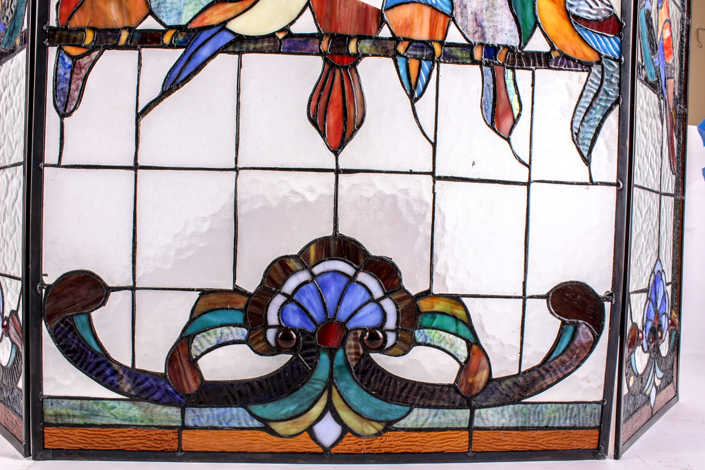 Vintage Stained Glass Fireplace Screen