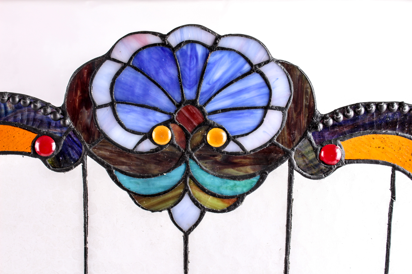 Vintage Stained Glass Fireplace Screen