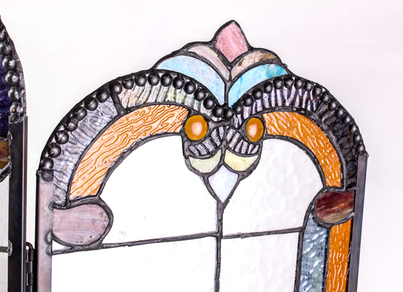 Vintage Stained Glass Fireplace Screen