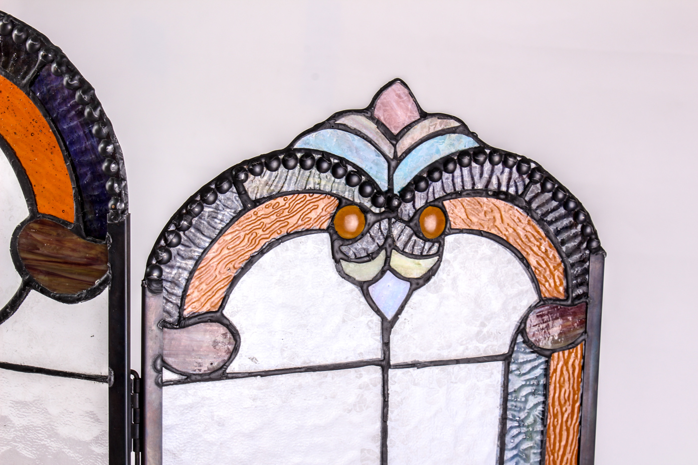 Vintage Stained Glass Fireplace Screen